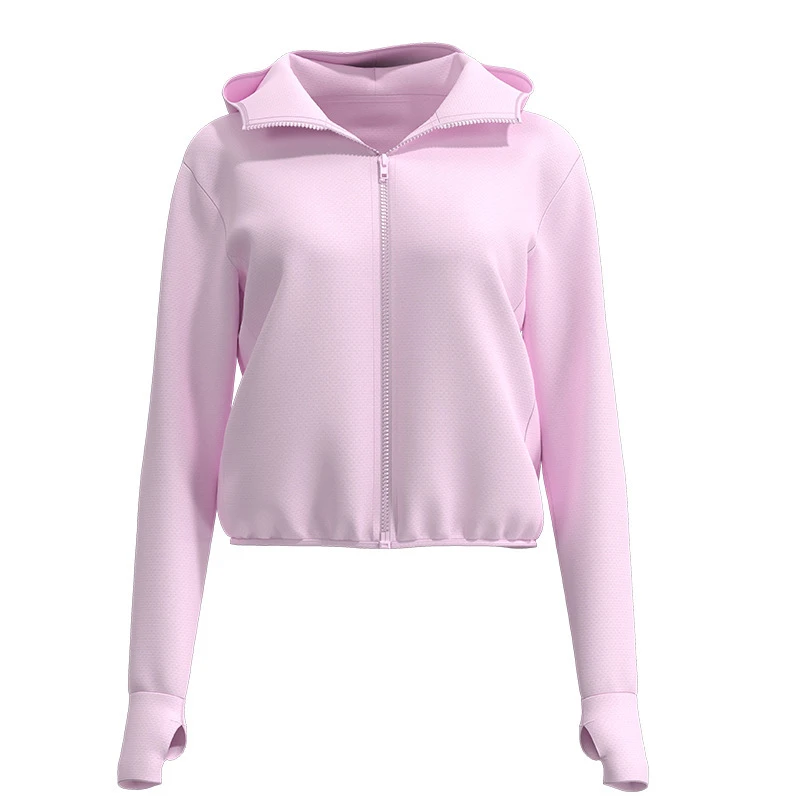 连帽夏季防晒衣拉链骑行户外透气冰丝薄款纯色防紫外线新款女外套
