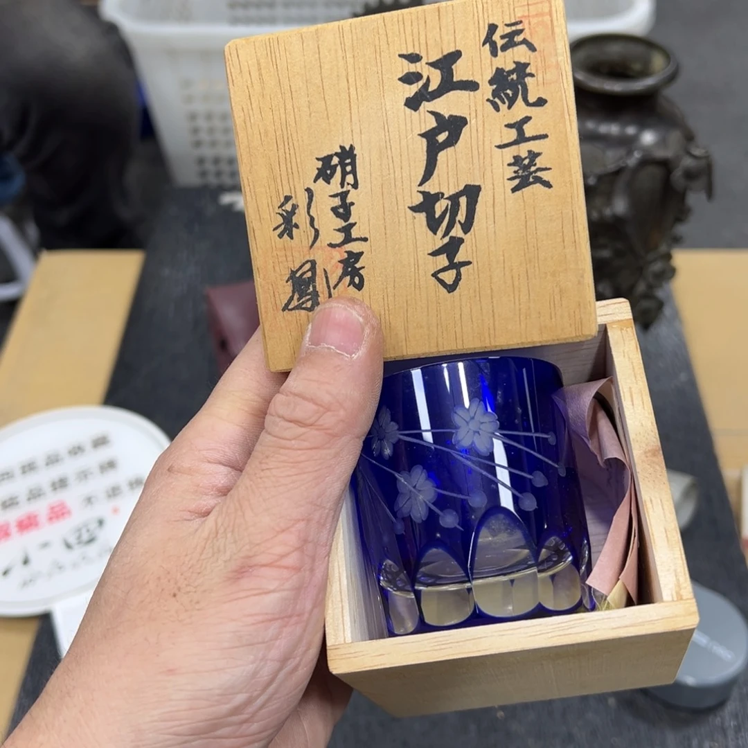 玻璃日本中古工艺品摆件