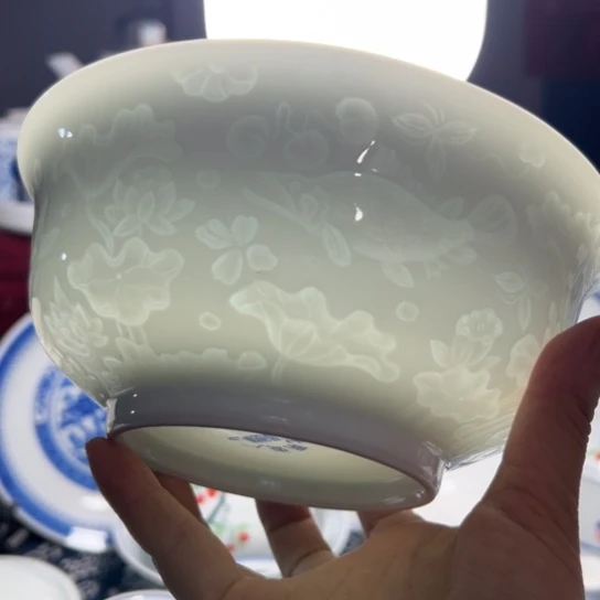 碗纯白7寸年年有鱼面碗