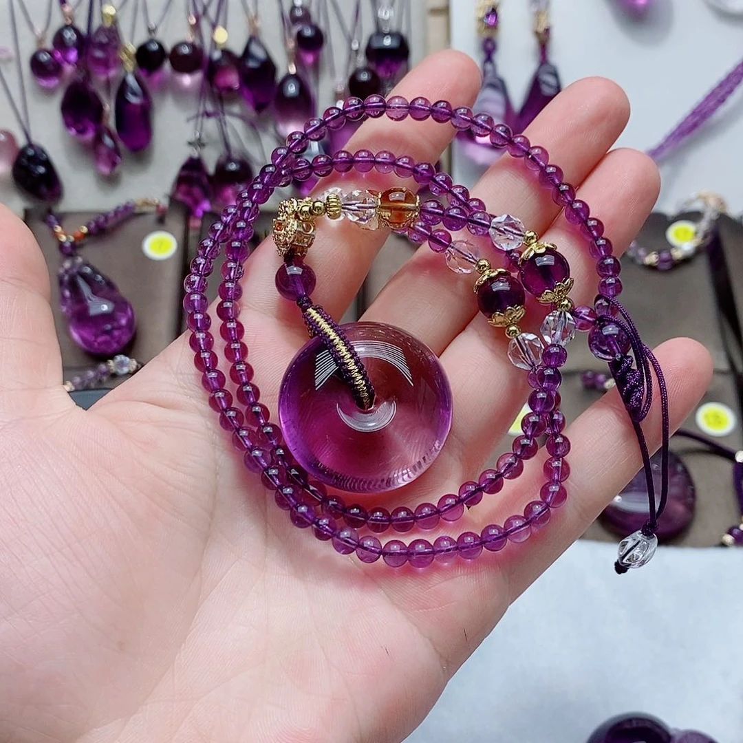 未镶嵌吊坠(赠链)紫晶瑭*仙紫水晶平安扣吊坠