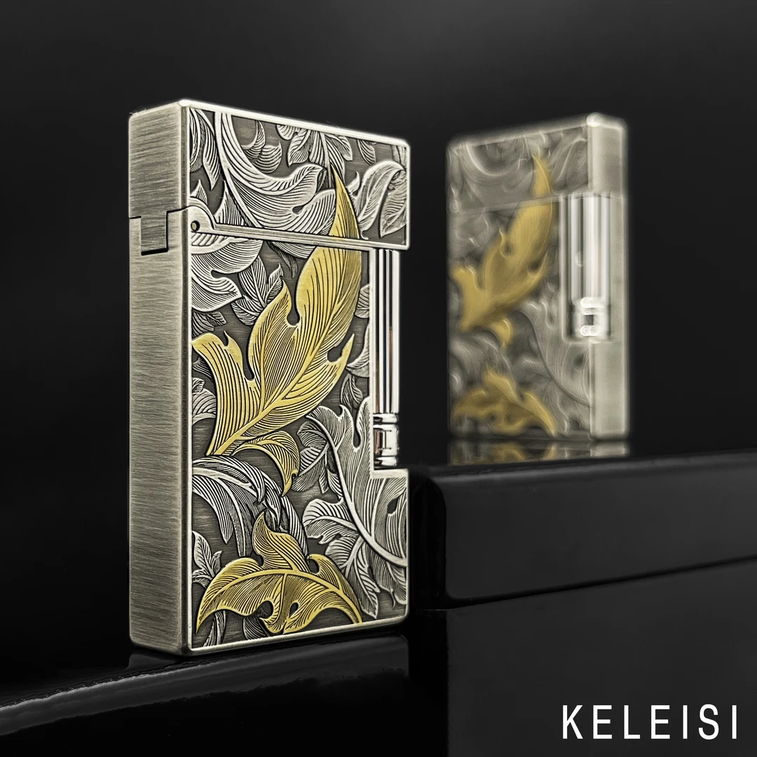 KELEISI克雷斯【金枝玉叶】高档钢音纯铜朗声侧滑式充气打火机