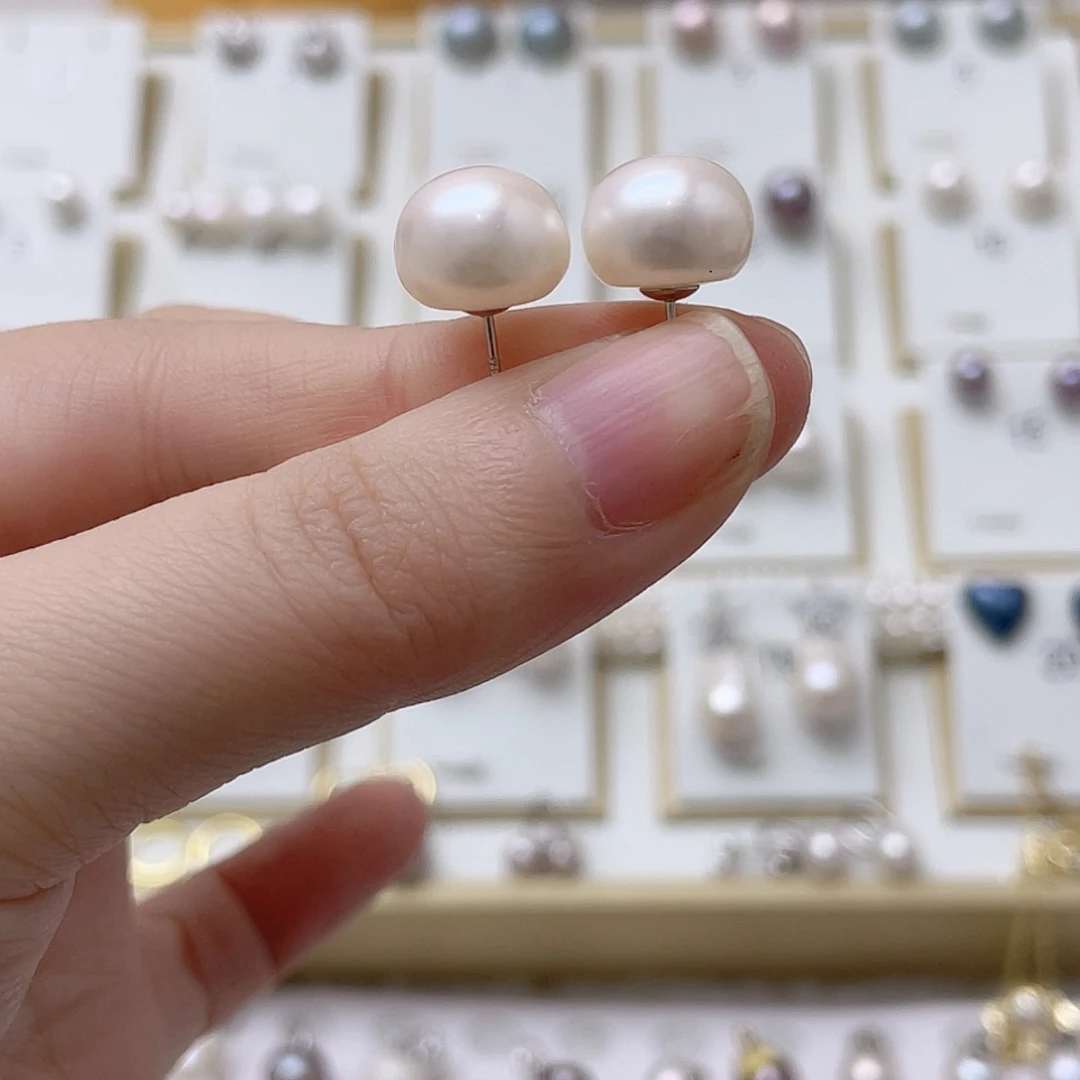 小***子耳饰淡水珍珠银S925镶嵌