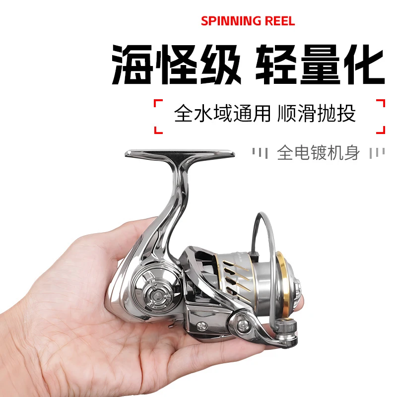 路亚远抛纺车轮全金属双摇臂鱼线轮渔轮微物纺车轮