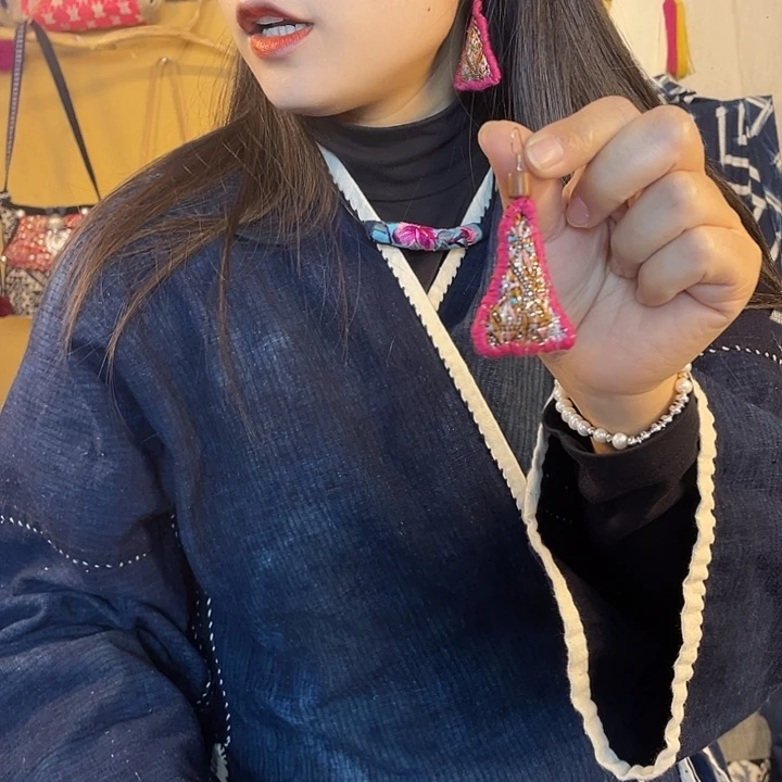 织绣手工制作工艺耳环