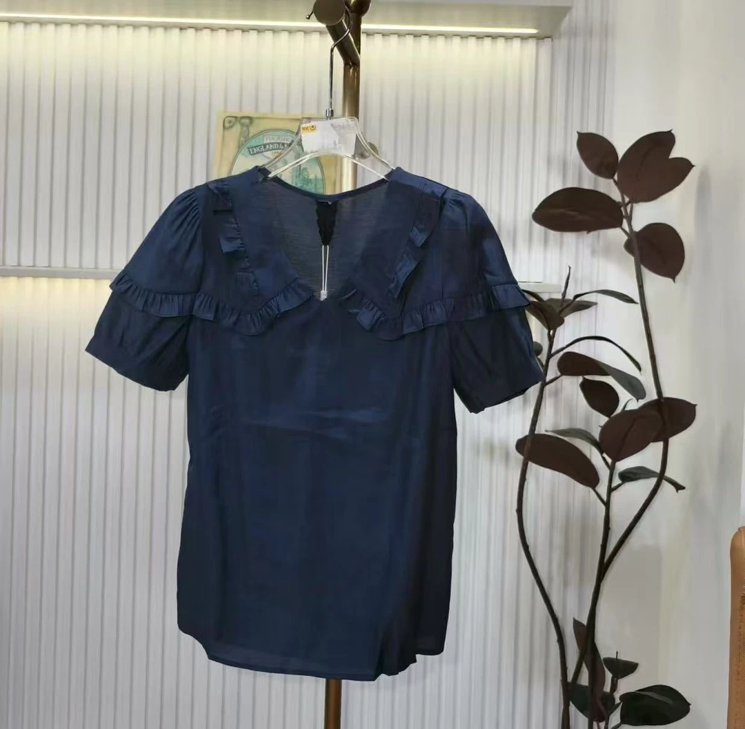 【JX076蓝色衬衫上衣】麦多多专属衬衣洋气时尚夏季小衫女装显瘦