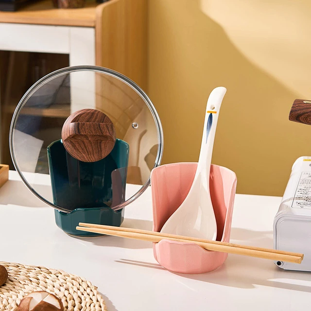 家用厨房陶瓷勺托 托勺子托 托架锅盖架台面免打孔汤匙盒收纳盒置