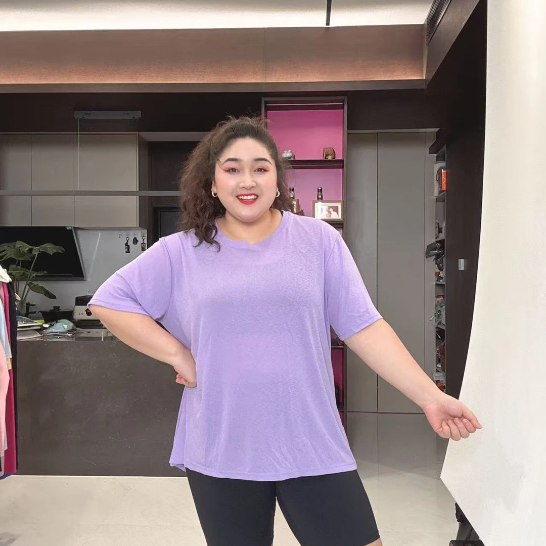 大码夏季（竹节速干面料）加长加大运动瑜伽短袖罩衫SY-189