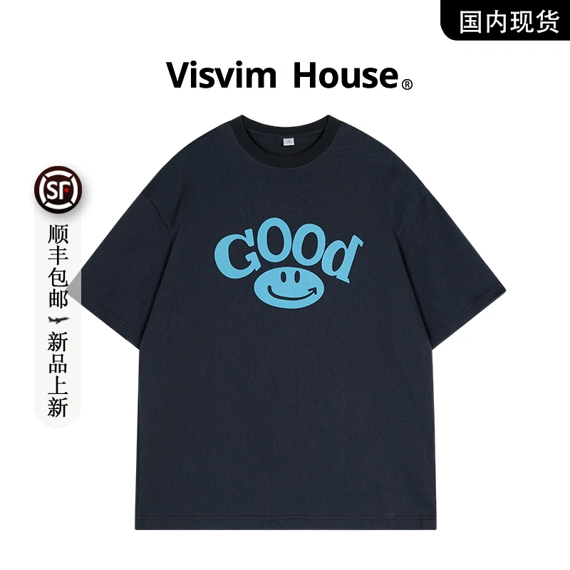 【品牌现货撤柜】VISVIM WINGS夏季新款笑脸字母印花宽松男士短袖