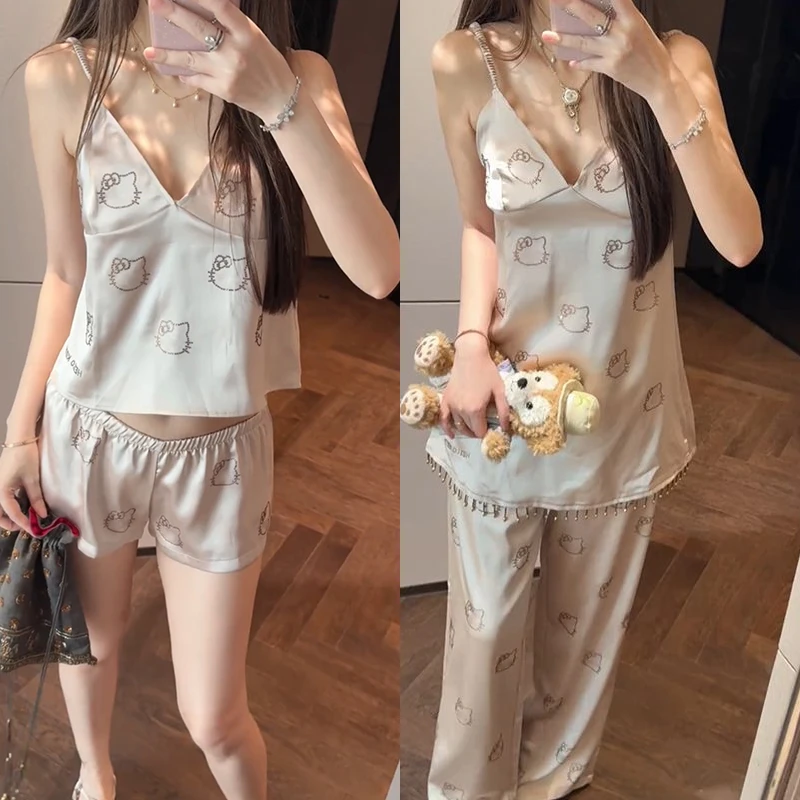 【mimius】喵 轻奢纯欲卡通凯蒂猫烫钻家居服套装（不含胸垫） G06112