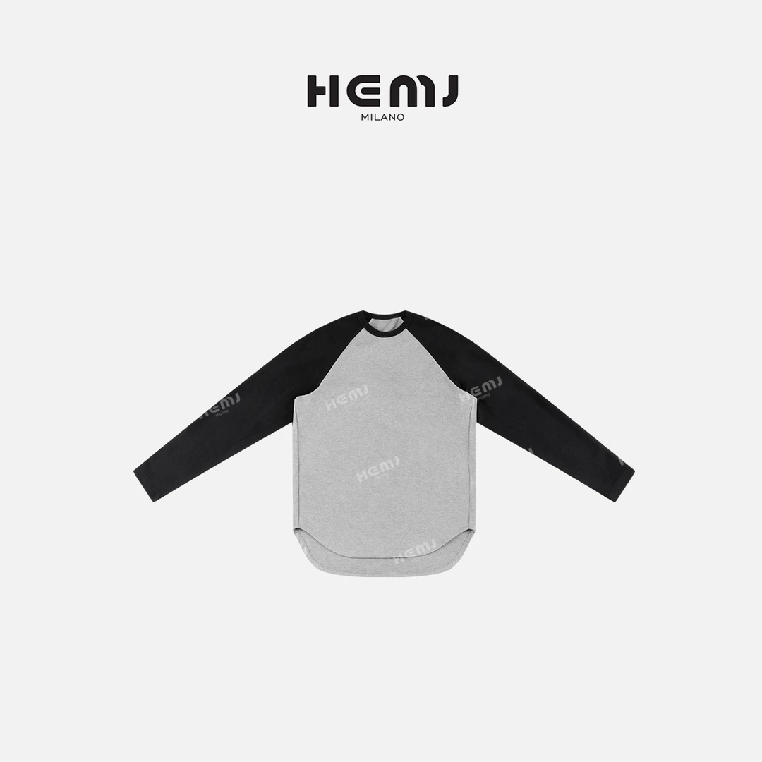 HEMJ 和梦洁插肩设计感袖撞色长袖T恤 MC1D4391