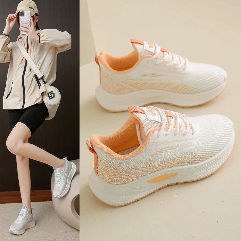 飞织运动鞋女2025春季新款高颜值休闲时尚轻便软底减震专业跑步鞋