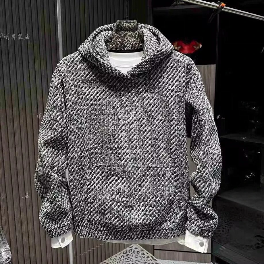 仓石一树小香风重磅连帽针织卫衣男士秋冬款宽松时尚百搭情侣上衣