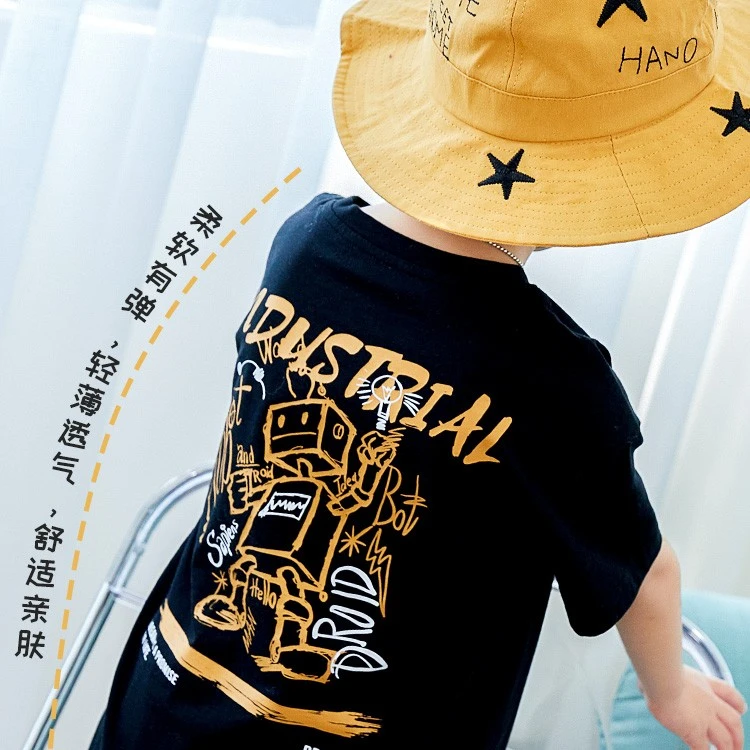 多多家3042男童短袖T恤新款儿童薄款宽松半袖中大童洋气印花短袖