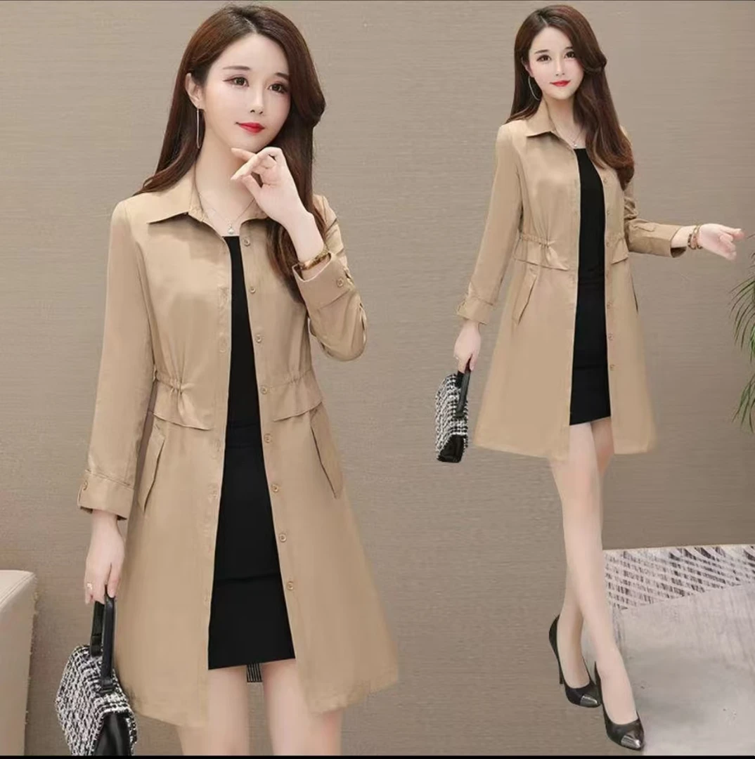 F032商场时尚潮流风衣女士休闲气质一手长欧美风