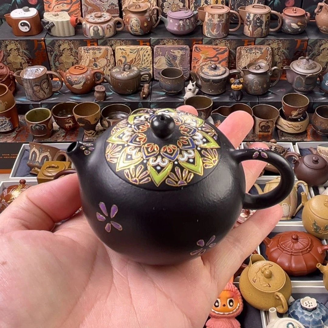 一***儿茶壶紫砂125cc精工半手原矿