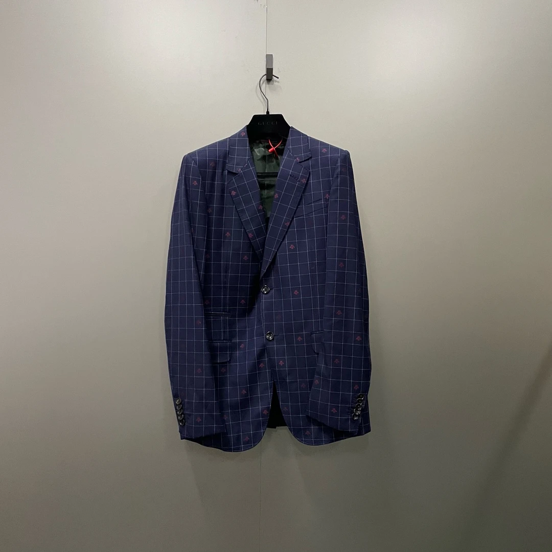 95新 GUCCI/古驰 （ll） 古驰 格纹小蜜蜂西服 46码