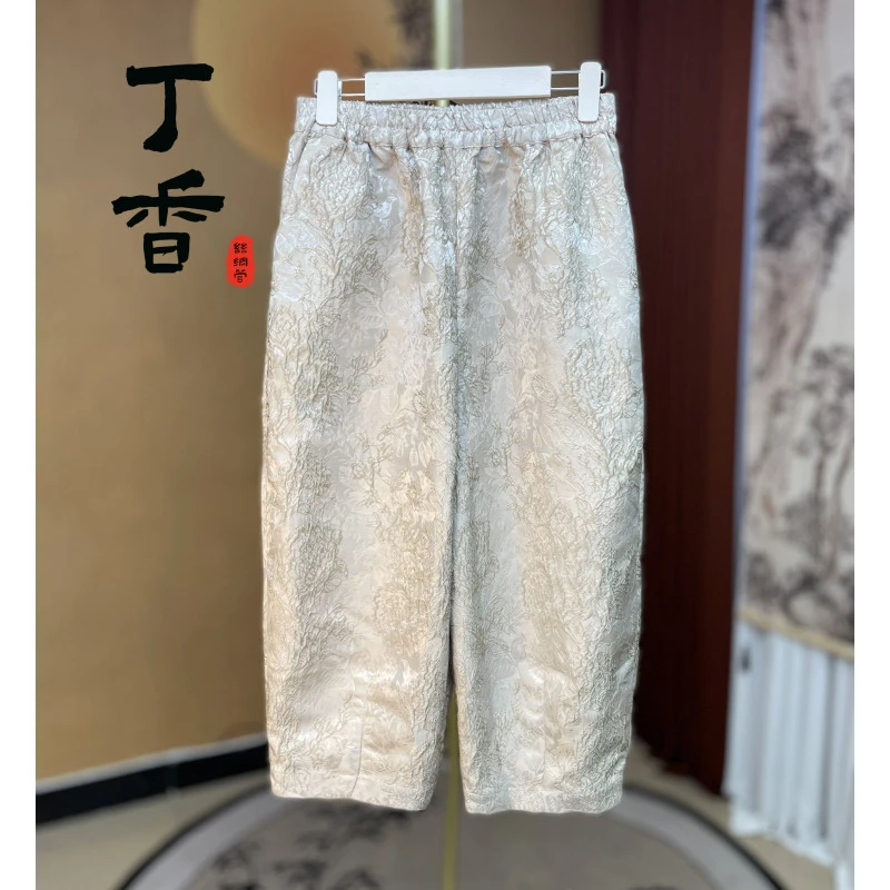 341高端提花哈伦重磅火烧花时尚百搭潮流休闲裤子