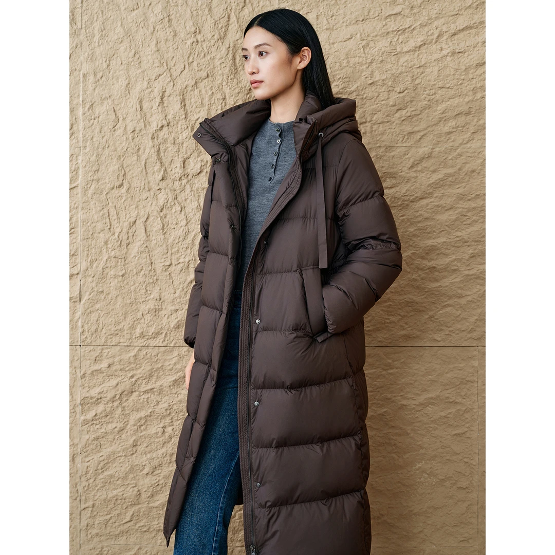 「极寒羽绒」INSUN恩裳冬季立领连帽长款面包超轻羽绒服9C65508658