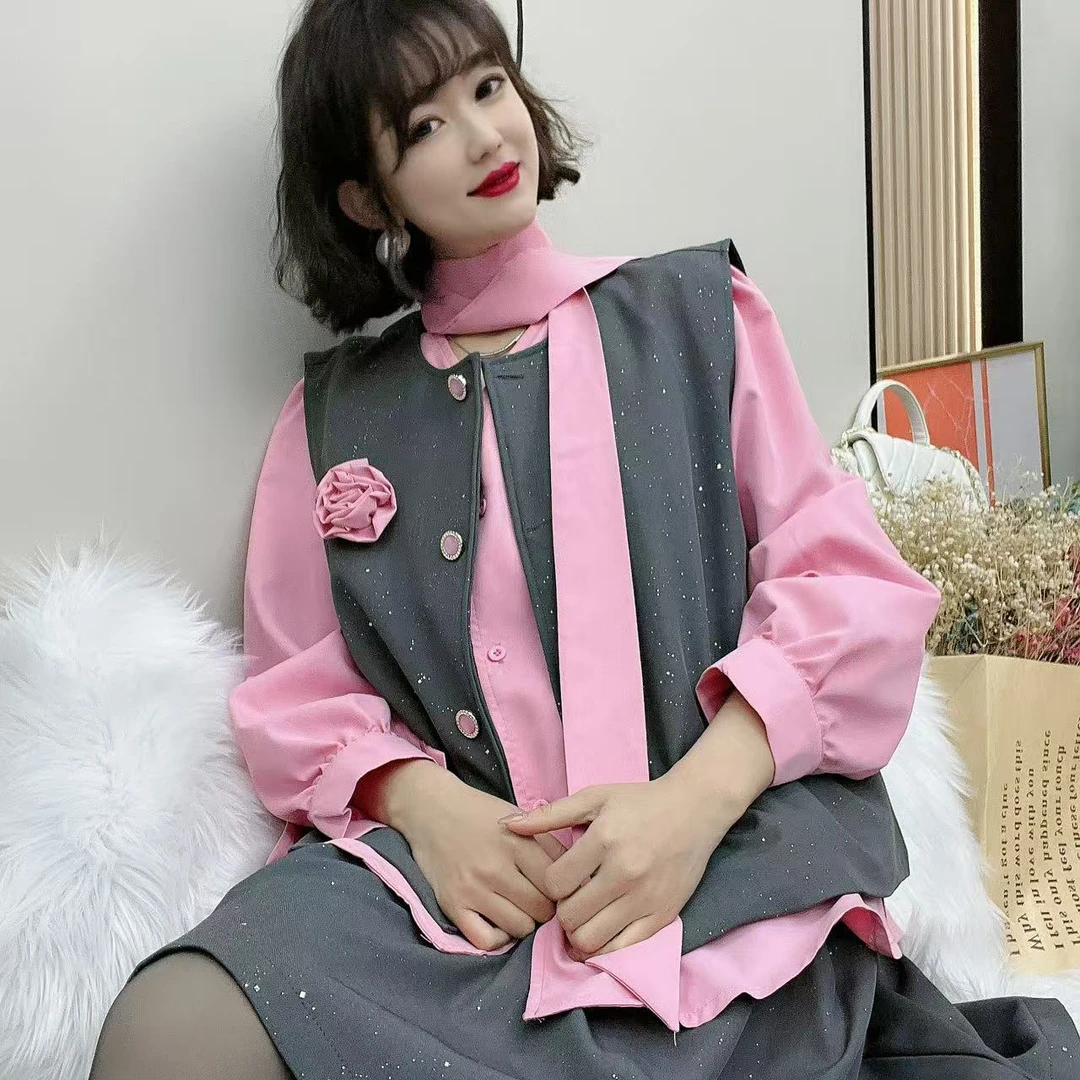 YY大码(与光同在)时尚洋气遮肚显瘦收腰气质三件套套装