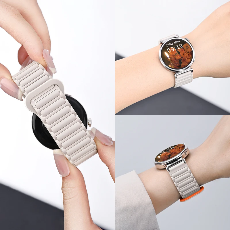 适用华为gt5系列表带gt4专用硅胶磁吸gt3高级感智能女款新品夏天