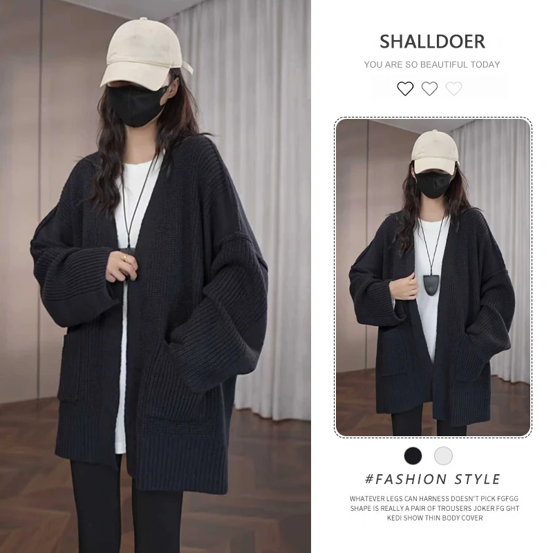 休闲宽松v领百搭针织长袖开衫外套女2025秋季新款时尚设计感衣服