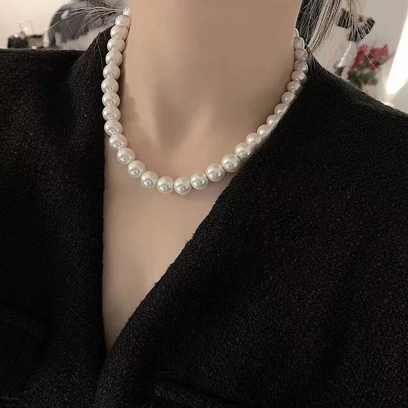 正圆极光白12mm妈妈链大点位龙珠项链