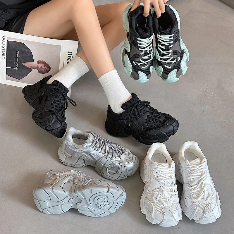 八爪鱼老爹鞋男女2025新款厚底跑步透气休闲运动男鞋百搭女潮鞋