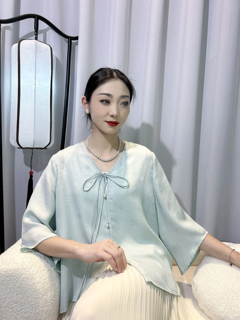 （已开价）桑蚕丝花罗新中式对襟开衫上衣