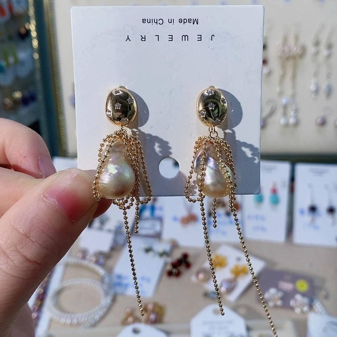 银S925镶嵌耳饰淡水珍珠