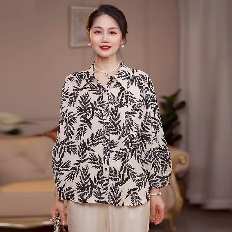 气质妈妈套装夏装两件套新款中式衬衫中老年女装中袖上衣女士国风