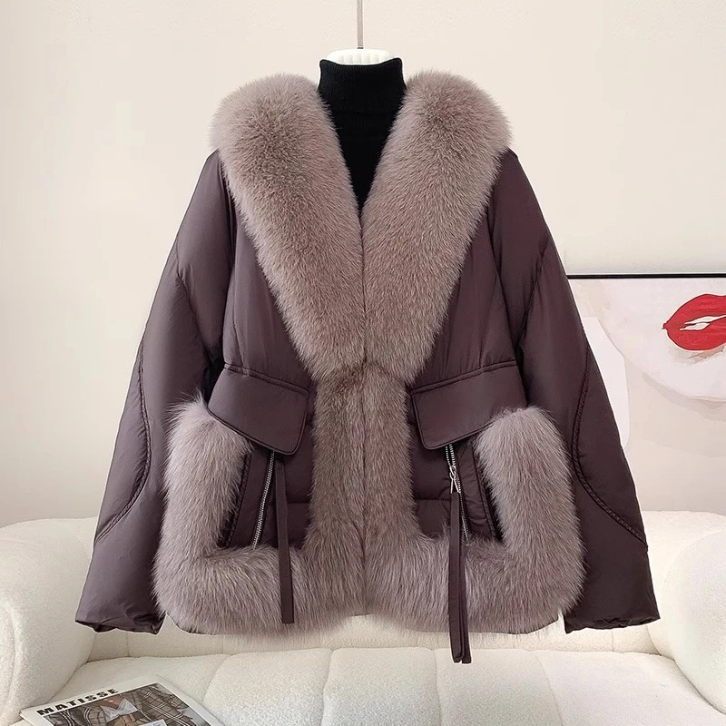 小个子妈妈冬装羽绒服洋气皮草外套2025新款中老年秋冬品牌棉衣女