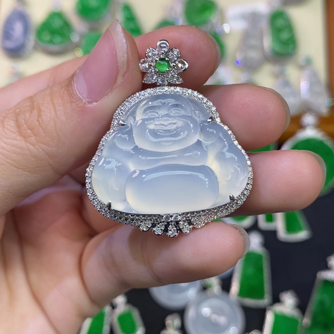 翡翠吊坠(不含链)18K金镶嵌