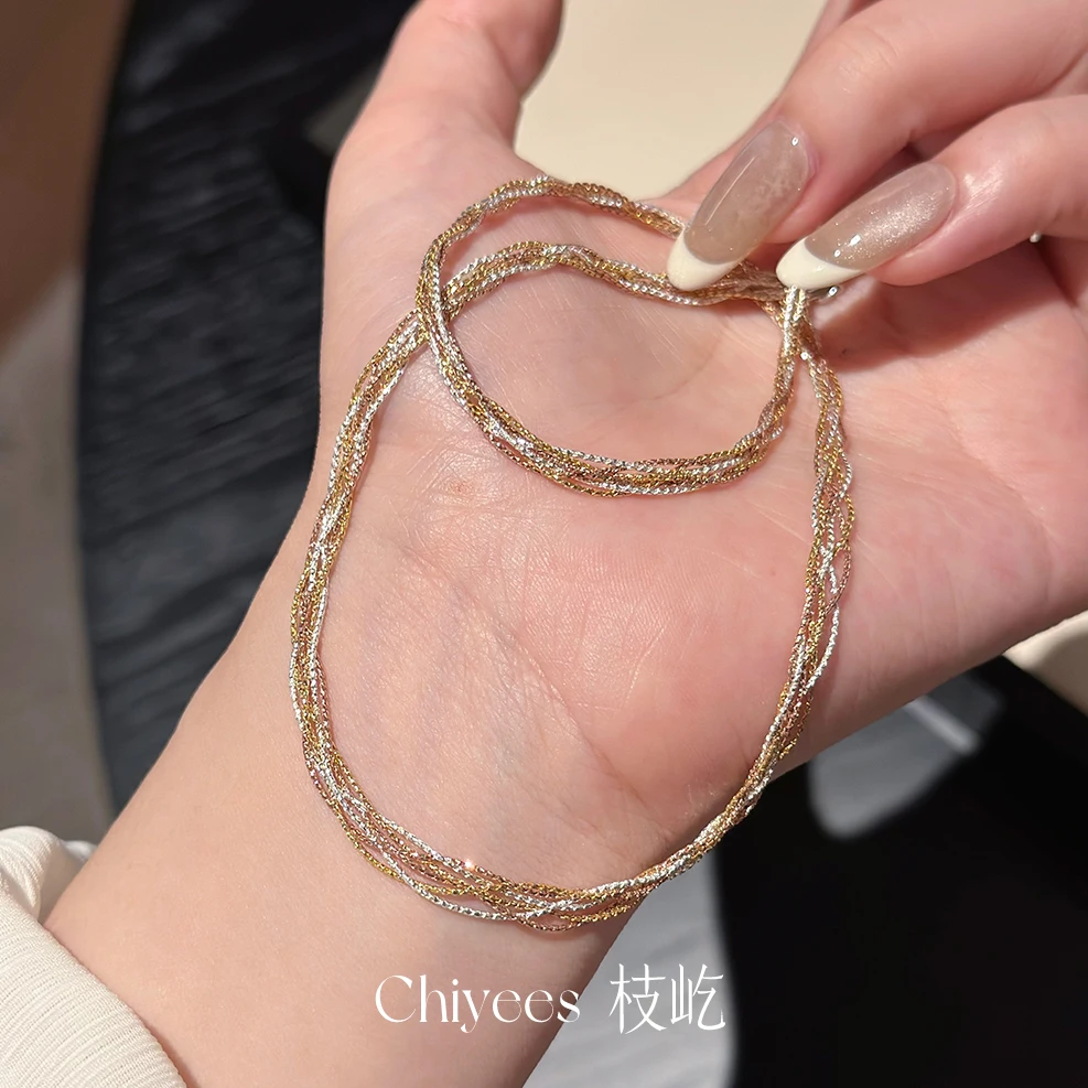 链子925银 【三曲星火】意大利进口三色编织银项链 轻奢经典高级感