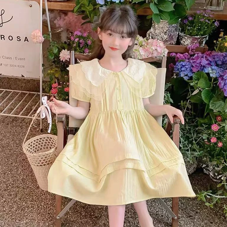 （夏天必备）三层领透气儿童连衣裙中长裙CKS2550