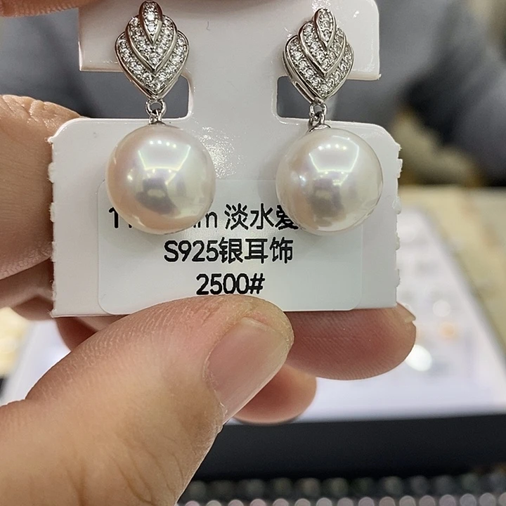 淡水珍珠耳饰银S925镶嵌