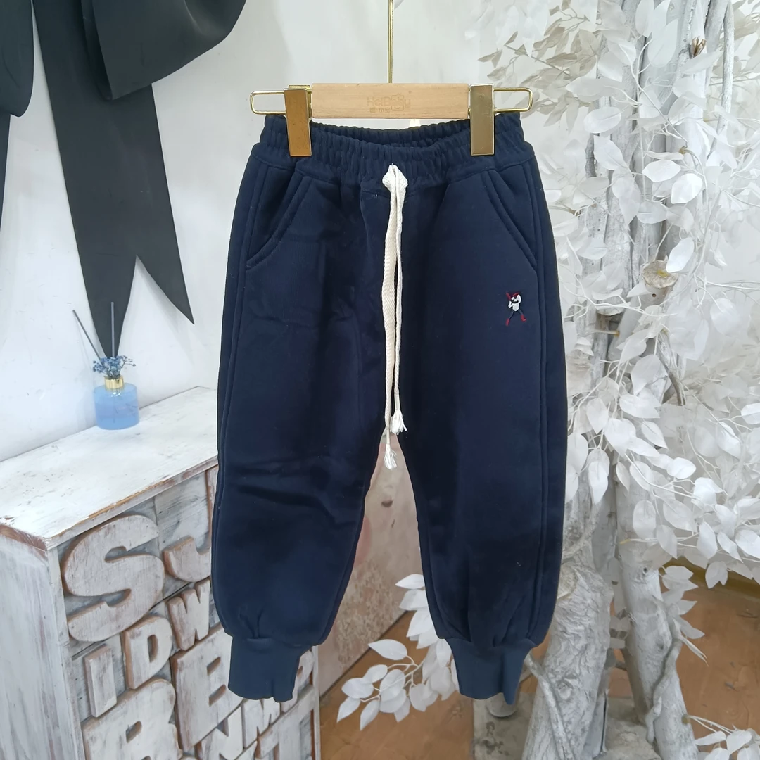 A102藏青色厚糕毛卫裤童装/中小童