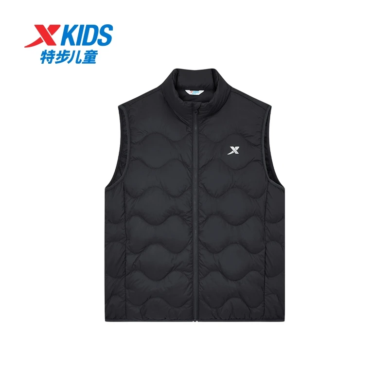 羽绒马甲 特步少年秋冬新款羽绒马甲中大童时尚百搭防风外套9005