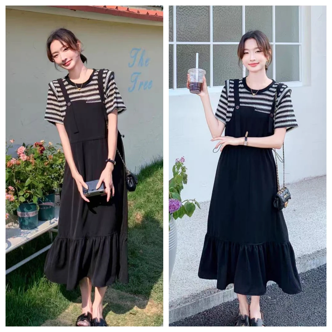 808拼接鱼尾假两件连衣裙