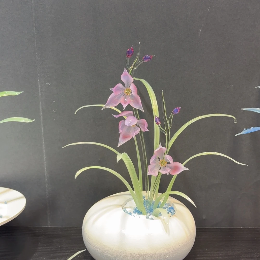 手工艺品琉璃粉黛兰花10