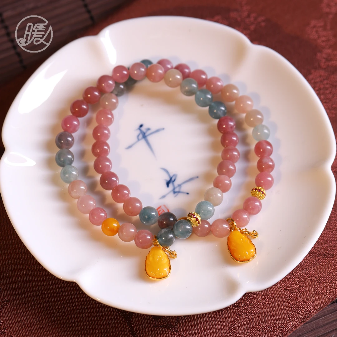 Nuanyan/暖言单圈碧玺手串搭配貔貅手链F4703多样性发一