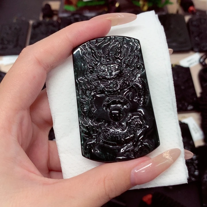 翡翠未镶嵌挂件天然a货钢琴黑挂件