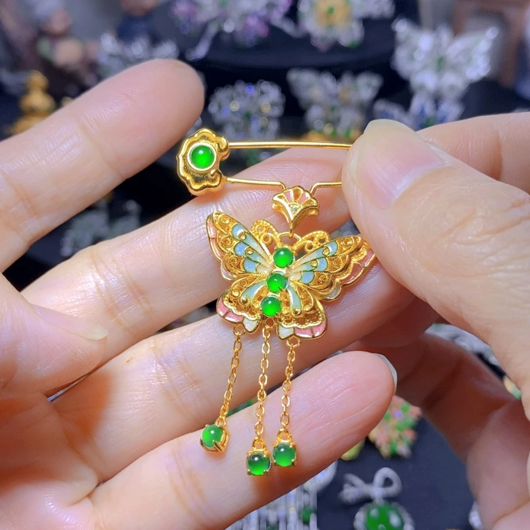 翡翠银S925镶嵌吊坠(不含链)天然翡翠