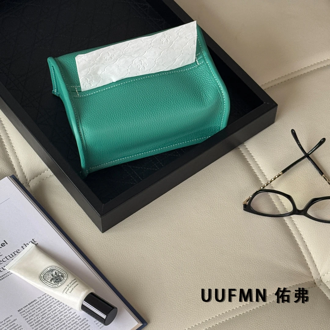 UUFMN 法式高级轻奢牛皮纸巾盒客厅床头桌面纸抽盒家用餐桌抽纸盒