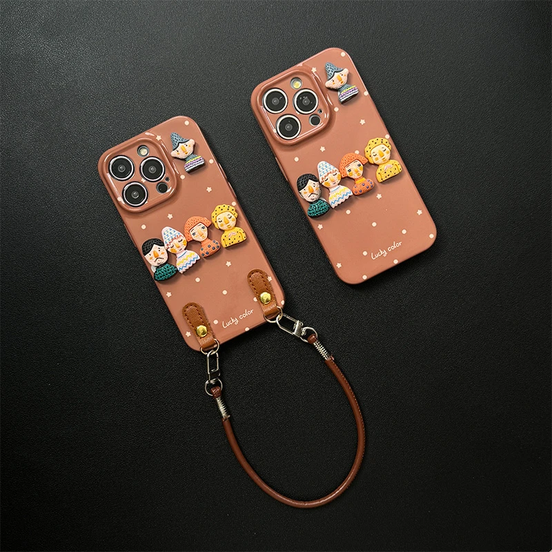 波点星星咖啡色菲林软壳适用iPhone苹果16手机壳华为oppo小米vivo