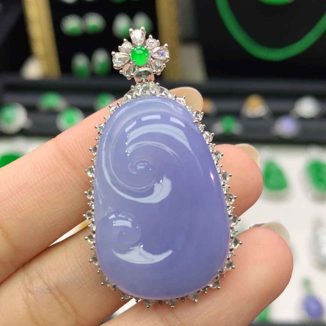 翡翠18K金镶嵌吊坠(不含链)