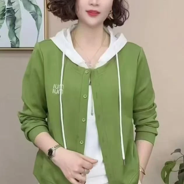 2025秋季女士帽衫拼接宽松舒适版