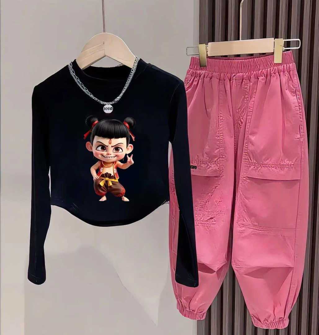 哪吒叱咤风云儿童长袖套装春秋季洋气童装运动打底炸街潮牌衣服新