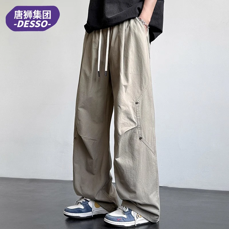 唐狮集团DESSO纯棉休闲裤男2025新款宽松直筒潮牌夏季薄款工装裤