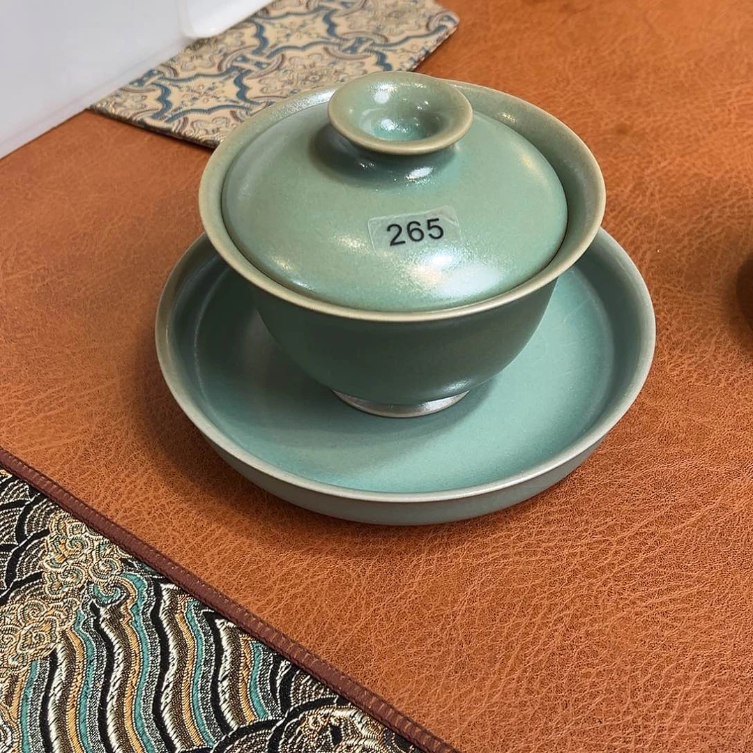 盖碗瓷柴烧盖碗加盘子一级