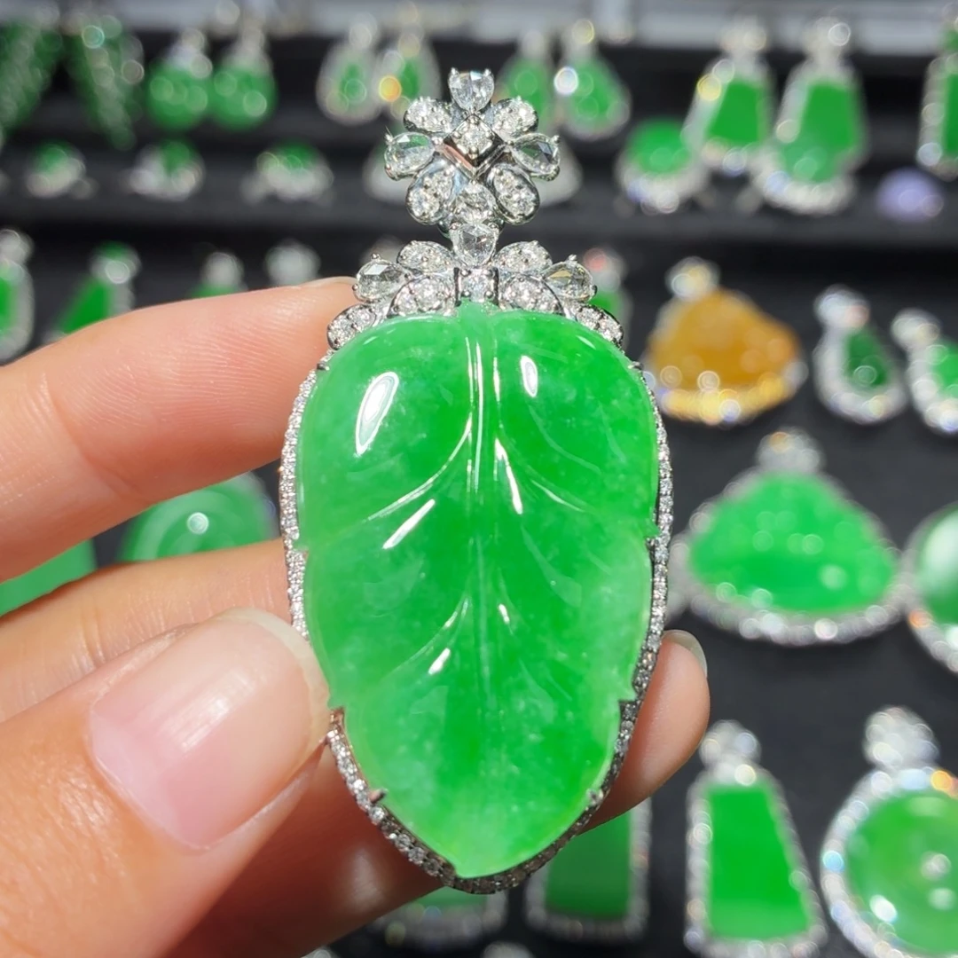 翡翠18K金镶嵌吊坠(不含链)176号